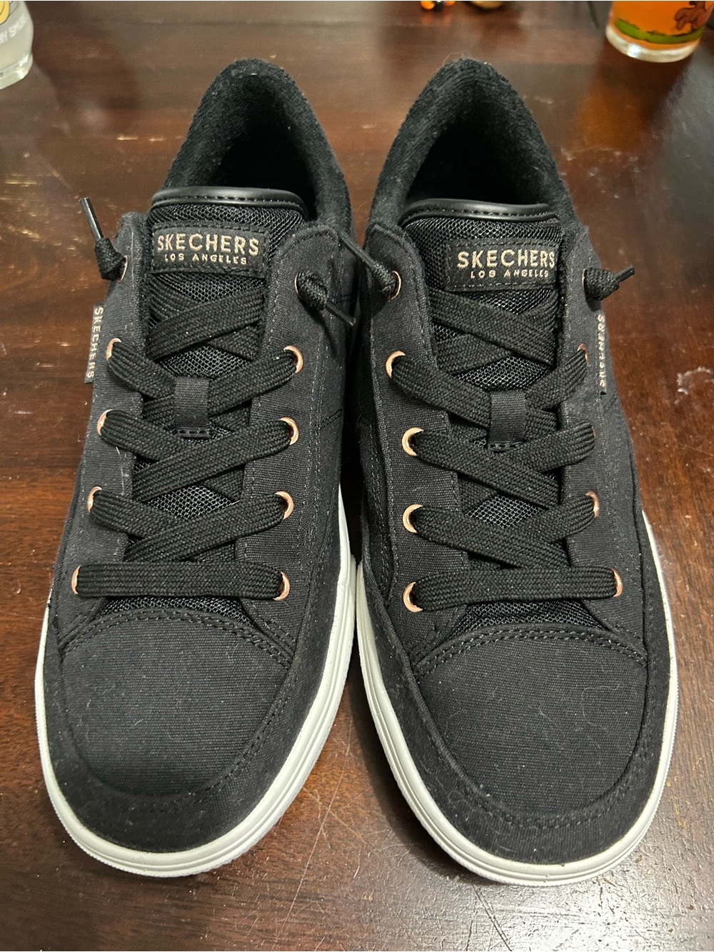 Skechers Los Angeles Women's Black Sneakers with White Soles